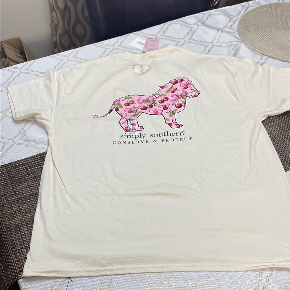 Simply Southern Cream and Pink Short Sleeve Tee